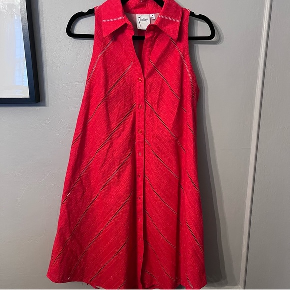 Finley Shelly Eyelet Sleeveless Dress w/ Mesh Slip & Button-Back - Picture 3 of 6